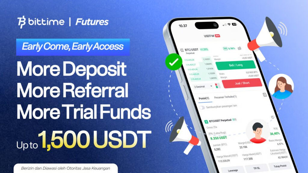 Bittime Buka Waitlist Eksklusif Flexible Futures, Beri Akses Early Bird dan Trial Funds Hingga $1.500 USDT
